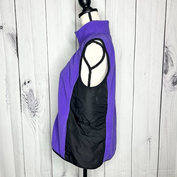 Ralph Lauren Active L-RL Purple Black Fleece Vest Womens Sz XL Full Zip - Picture 5 of 10